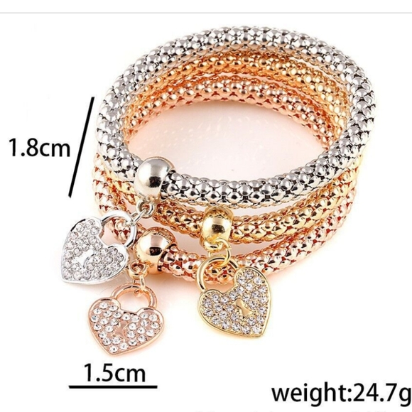 🔥4/$20 3-piece HEART charm bracelets - Picture 2 of 3
